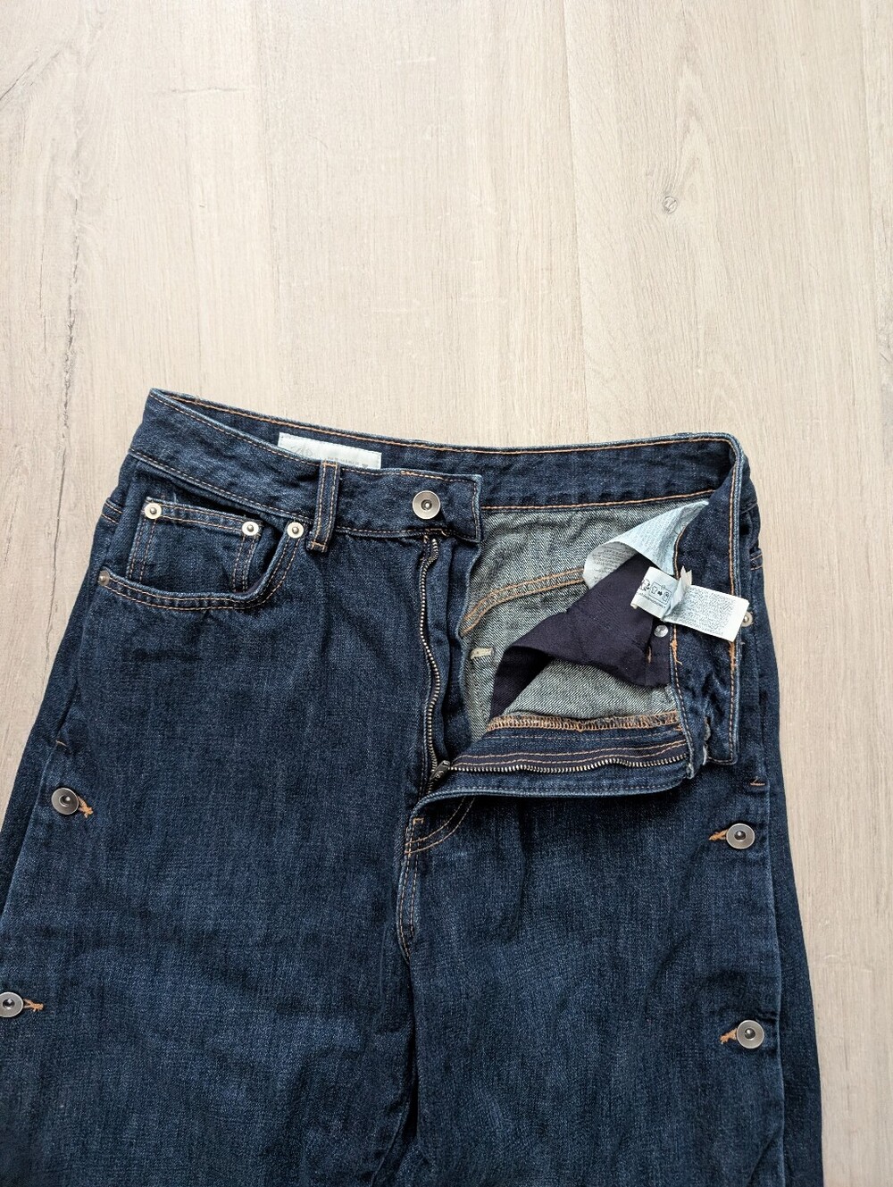 Zara TRF Dark Blue Mis Rise Jeans With Buttons Nwot - Picture 10 of 12